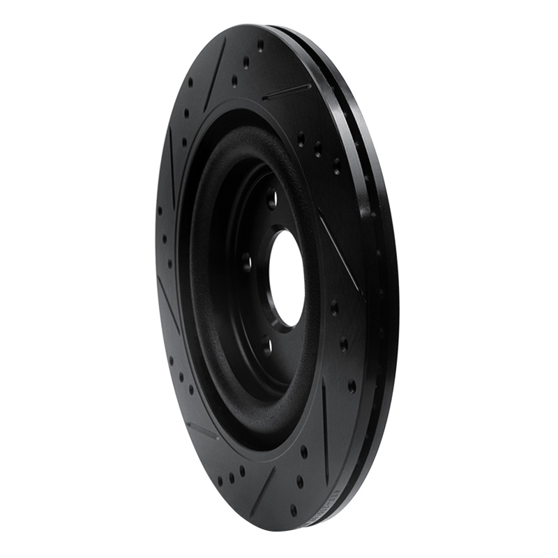 Jaguar Super V8 Brake Rotor (1) - Rear Right - R1 Concepts - Drilled & Slotted - Black - `06-`15